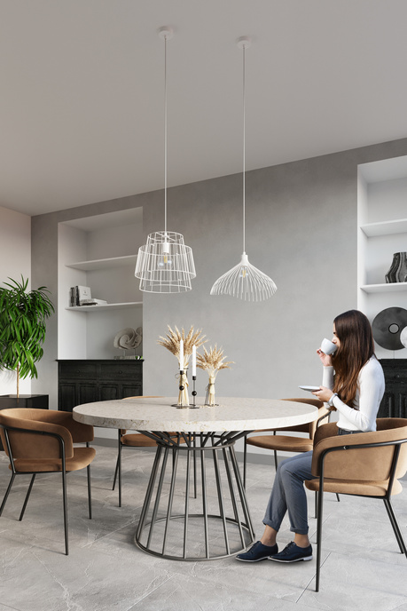 Lampe suspendue GATE blanche + 1x ampoule LED E27 3000K Warm 7.5W 620lm