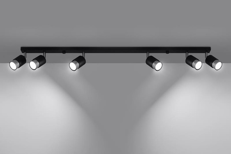 Plafond NERO 6 noir/chrome + 6x ampoule LED GU-10 4000K froid 7W 630lm