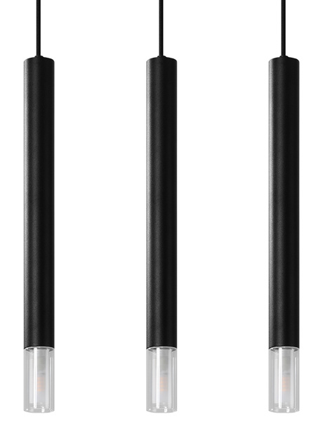 WEZYR 3 lampes suspendues noires + 3x ampoules LED G9 3000K Warm 4,5W 510lm