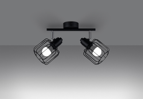 BELUCI 2 plafond noir + 2x ampoule LED E14 3000K Warm 7.5W 620lm