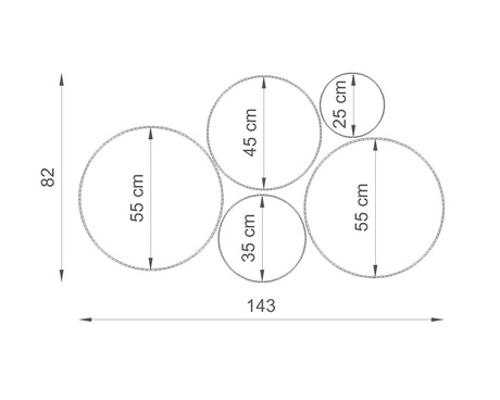 Plafond ARENA 55 BLACK + 4x ampoule LED E27 3000K Warm 7.5W 620lm