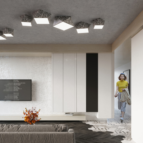 Plafond HEXA 35 CEKIN + 2x ampoule LED E27 3000K Warm 7.5W 620lm