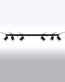 Plafond RING 6L noir + 6x ampoule LED GU-10 3000K Warm 7W 620lm