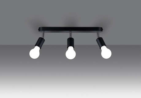 Plafond FORNES 3 noir + 3x ampoule LED E27 4000K Froid 7.5W 690lm