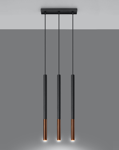 MOZAICA Lampe suspendue 3L noir/cuivre + 3x ampoule LED G9 3000K Warm 4.5W 510lm