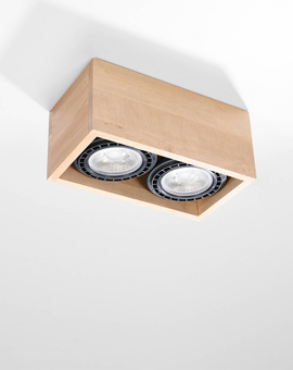 Plafond QUATRO 2 bois naturel + 2x ampoule LED GU10 AR111 3000K Warm 12W 800lm