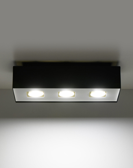 Plafond MONO 3 noir + 3x ampoule LED GU-10 4000K Froid 7W 630lm