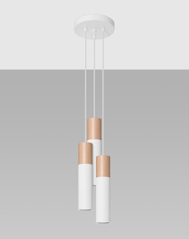 PABLO Lampe suspendue 3P blanche + 3x ampoule LED GU-10 4000K froide 7W 630lm