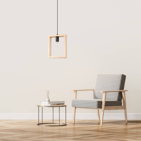 Lampe suspendue ARIES bois naturel + 1x ampoule LED E27 3000K chaude 7.5W 620lm