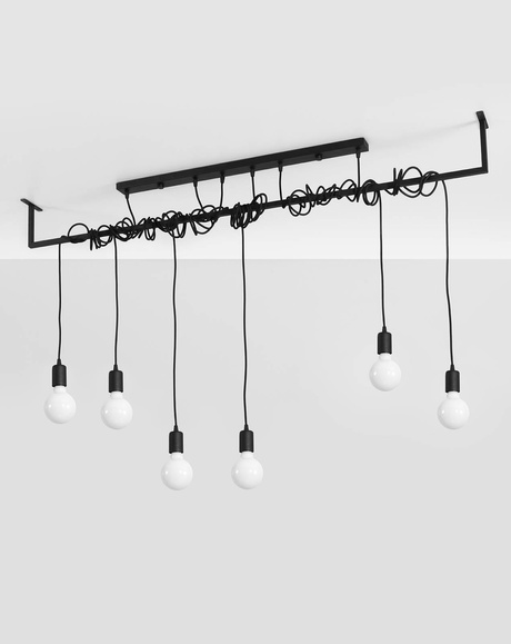 Lustre SALAMANCA 6 noir + 6x ampoule LED E27 3000K Warm 7.5W 620lm