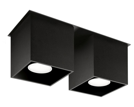 Plafond QUAD 2 noir + 2x ampoule LED GU-10 3000K Warm 7W 620lm
