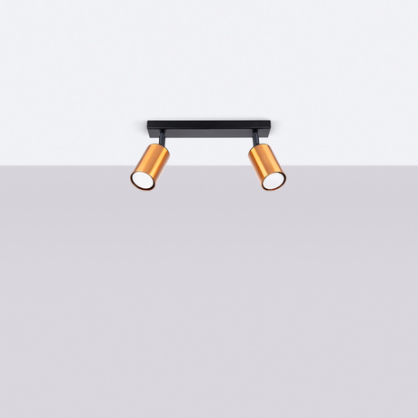Plafond WINX 2 noir/cuivre + 2x ampoule LED GU-10 4000K froid 7W 530lm