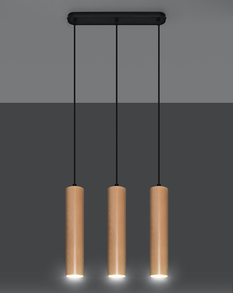 LINO 3 lampe suspendue en bois naturel + 3x GU-10 4000K froid 7W 630lm ampoule LED