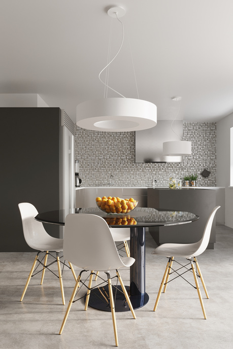 Lustre SATURNO SLIM 90 blanc + 8x ampoule LED E27 3000K Warm 7.5W 620lm