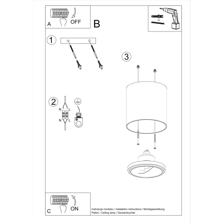 Plafonnier TIUBE gris