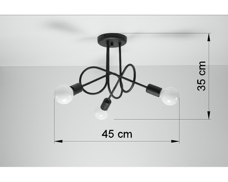 Lustre SUPEŁ 3 noir + 3x ampoule LED E27 4000K Froid 7,5W 650lm