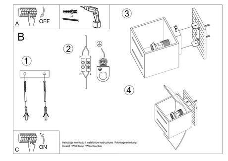 Applique LORETO gris + 1x ampoule LED G9 4000K Cold 4,5W 530lm