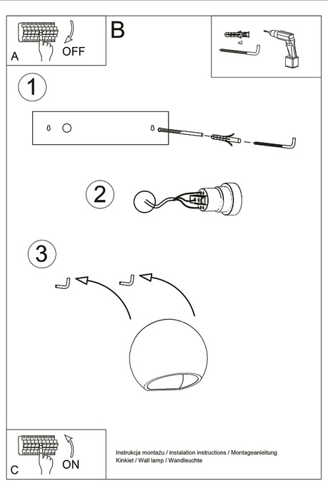 GLOBE applique laquée blanc brillant + 1x ampoule LED E27 3000K Warm 7.5W 620lm