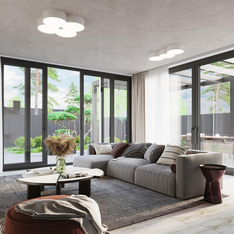 Plafond CIRCLE 3B blanc + 6x ampoule LED E27 4000K Froid 7.5W 650lm