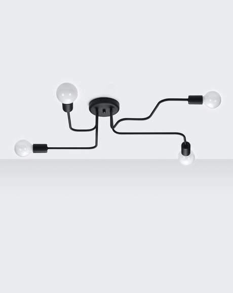 Lustre VECTOR 4 noir + 4x ampoule LED E27 3000K Warm 7.5W 620lm