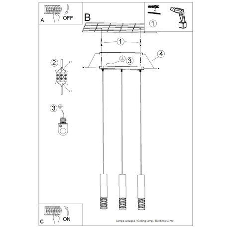 Lampe suspendue LAMI 3L blanc
