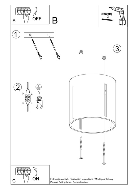Plafond INEZ blanc + 1x ampoule LED G9 3000K Warm 4.5W 510lm